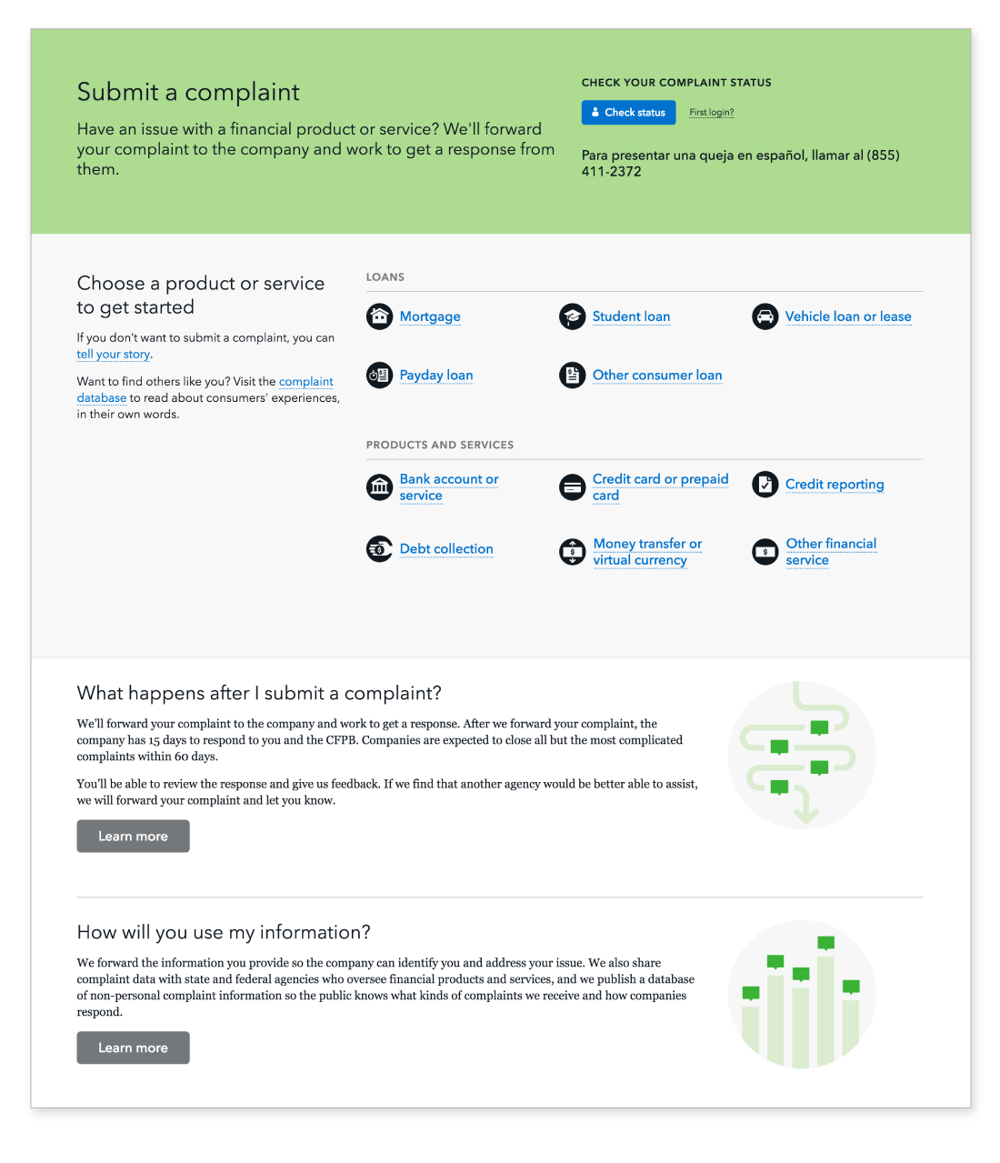 Complaint Landing Page Design